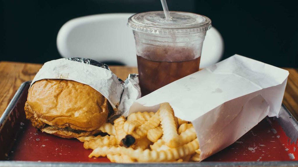 fast food burgers fries and soda